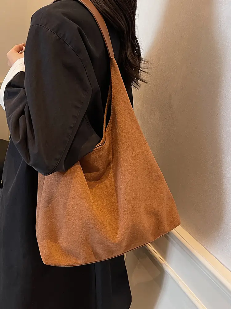 Vintage Soft Suede Shoulder Bag Women Large Capacity - Image 8