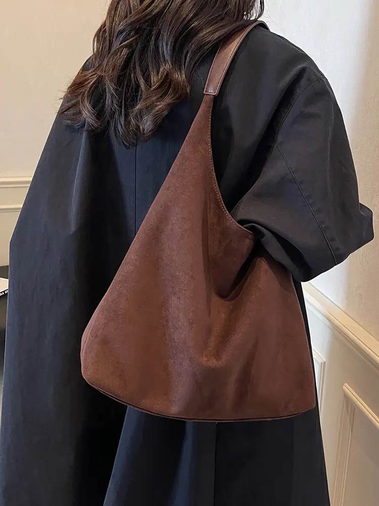 Vintage Soft Suede Shoulder Bag Women Large Capacity - Image 9