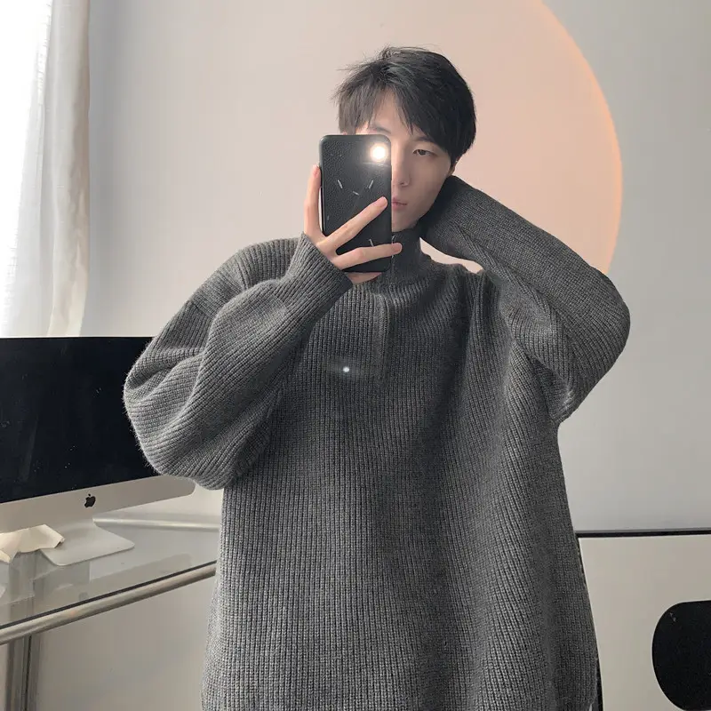 Men's Black Half Zip Sweater Jacket Lazy Style — feature 23