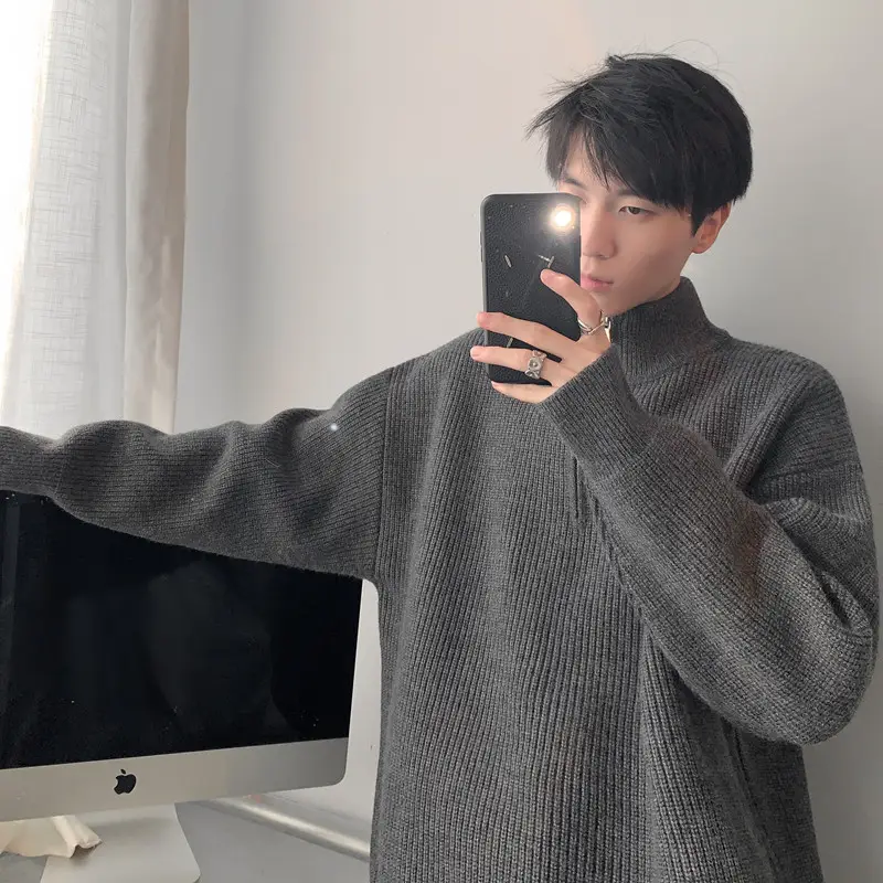 Men's Black Half Zip Sweater Jacket Lazy Style — feature 28