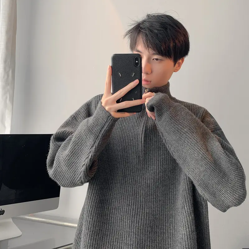 Men's Black Half Zip Sweater Jacket Lazy Style — feature 29