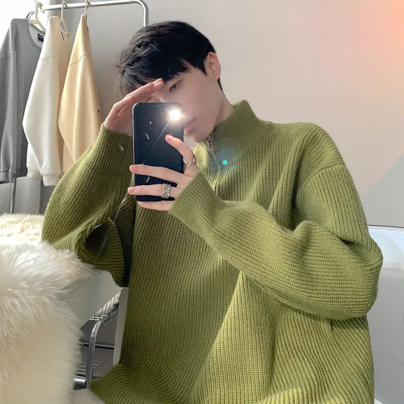 Men's Black Half Zip Sweater Jacket Lazy Style — feature 33