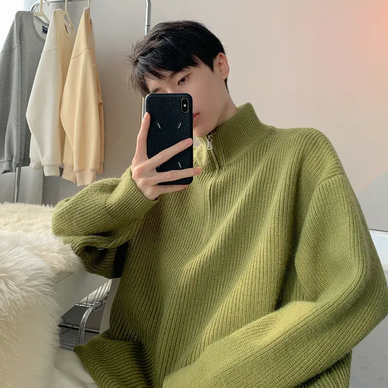 Men's Black Half Zip Sweater Jacket Lazy Style — feature 34