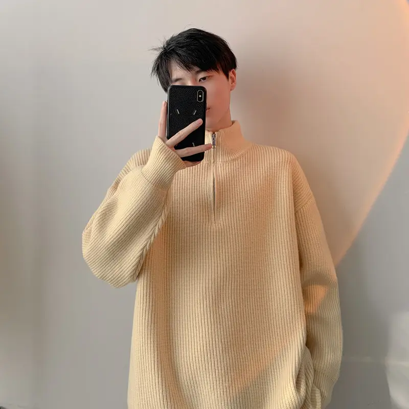 Men's Black Half Zip Sweater Jacket Lazy Style — feature 46