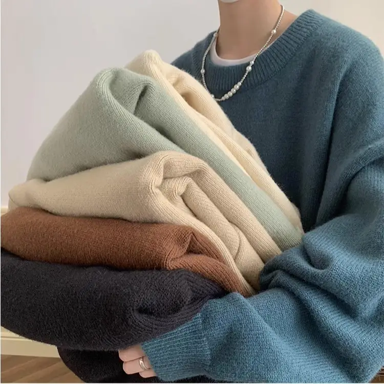 Autumn Winter Crewneck Sweater for Boys Solid Green - Image 11