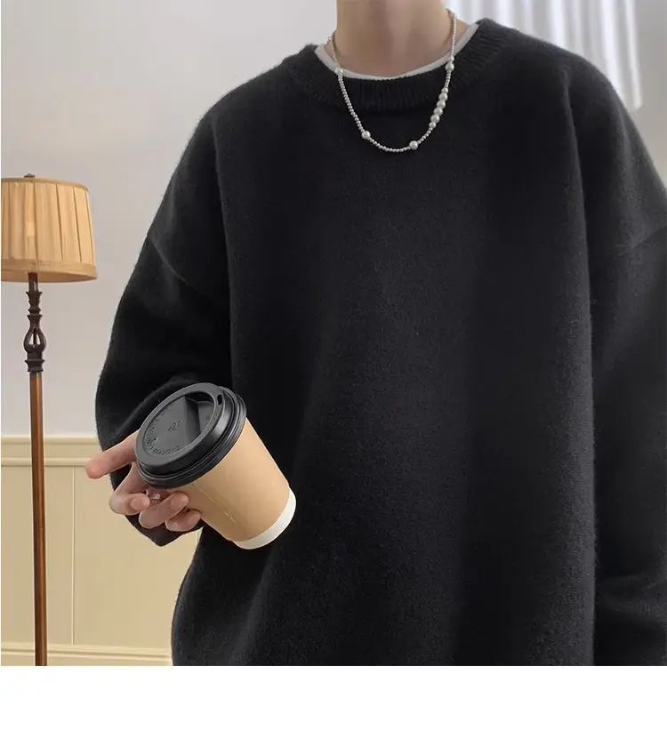 Autumn Winter Crewneck Sweater for Boys Solid Green — feature 10