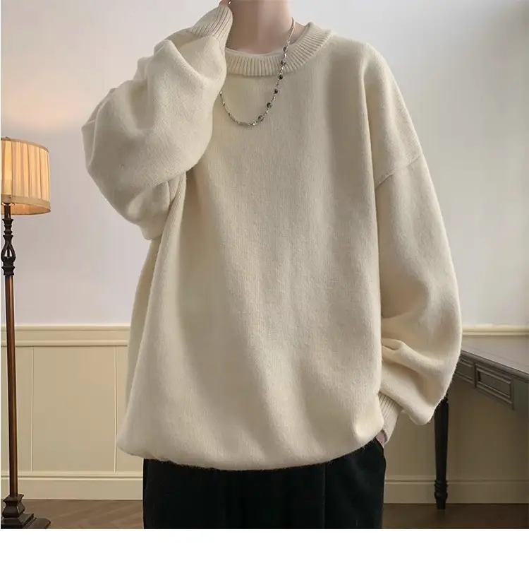 Autumn Winter Crewneck Sweater for Boys Solid Green — feature 11