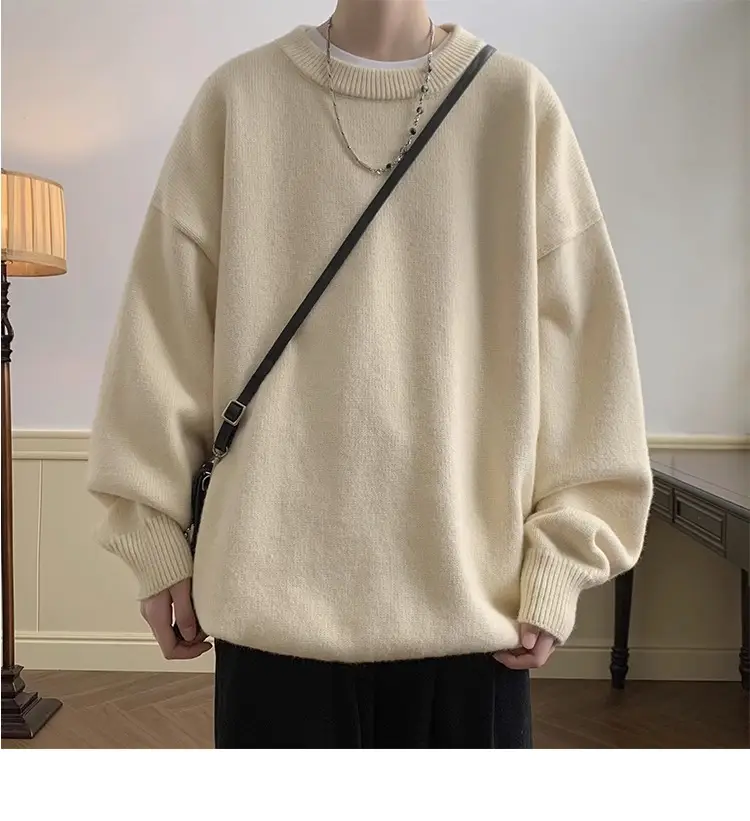 Autumn Winter Crewneck Sweater for Boys Solid Green — feature 14