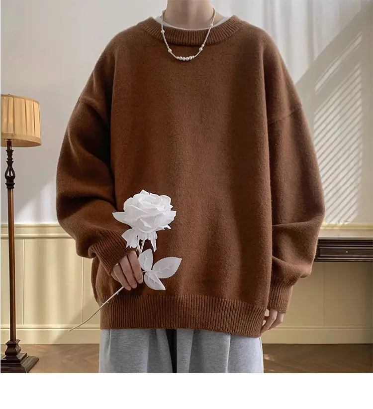 Autumn Winter Crewneck Sweater for Boys Solid Green — feature 17