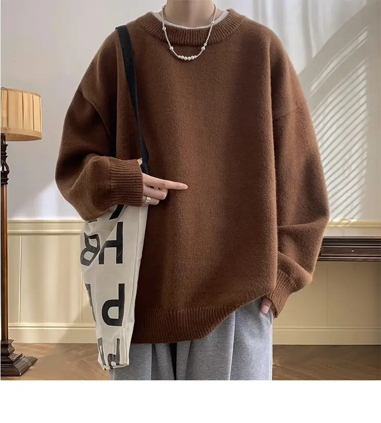 Autumn Winter Crewneck Sweater for Boys Solid Green — feature 18