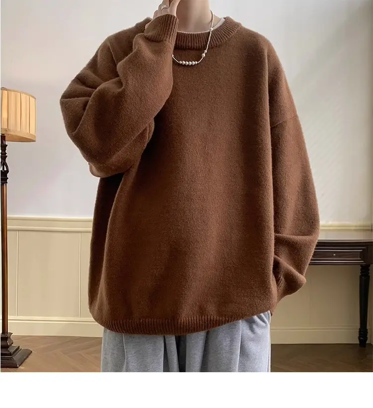 Autumn Winter Crewneck Sweater for Boys Solid Green — feature 19
