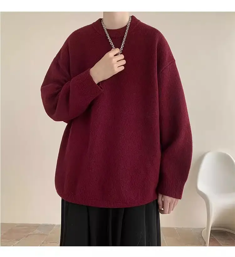 Autumn Winter Crewneck Sweater for Boys Solid Green — feature 25