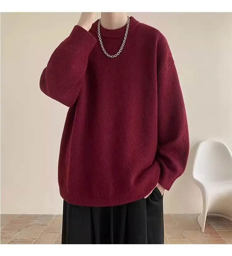 Autumn Winter Crewneck Sweater for Boys Solid Green — feature 26