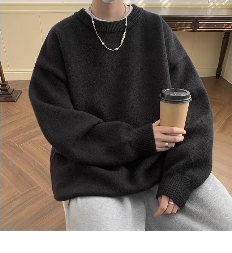 Autumn Winter Crewneck Sweater for Boys Solid Green — feature 7