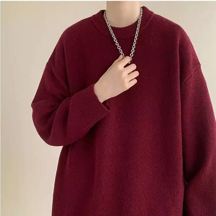 Autumn Winter Crewneck Sweater for Boys Solid Green - Image 4