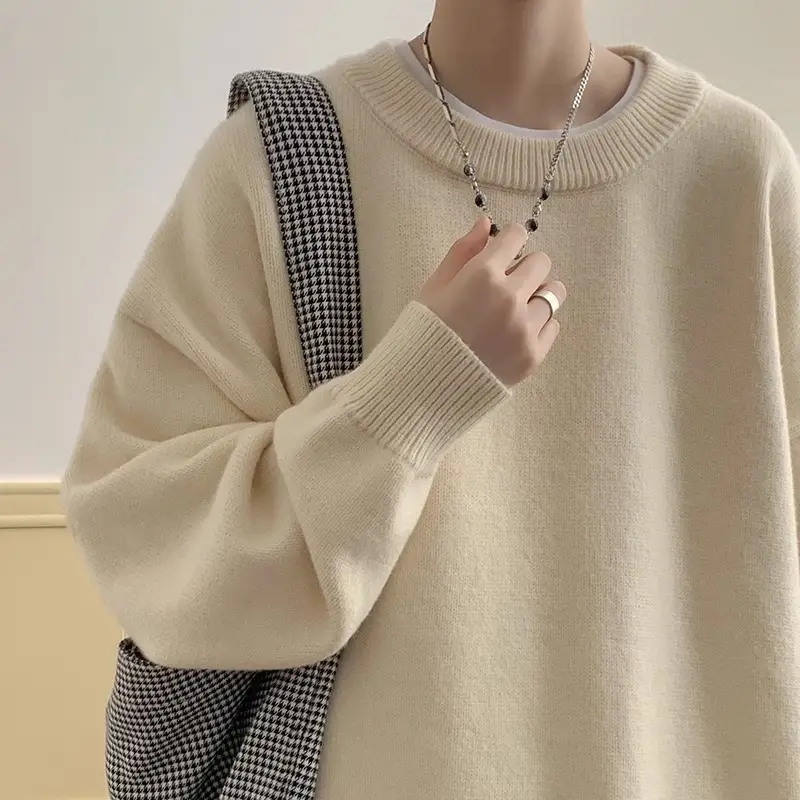 Autumn Winter Crewneck Sweater for Boys Solid Green - Image 6