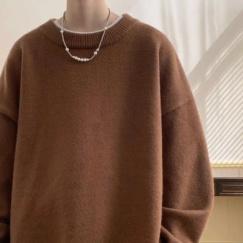 Autumn Winter Crewneck Sweater for Boys Solid Green - Image 7