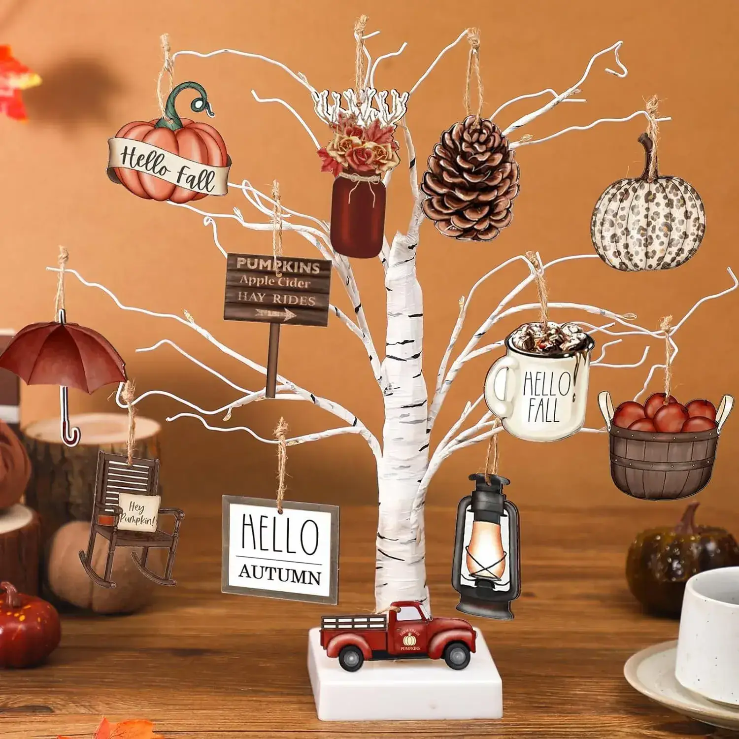 Autumn Wooden Decorations for Home Thanksgiving Tree Ornaments