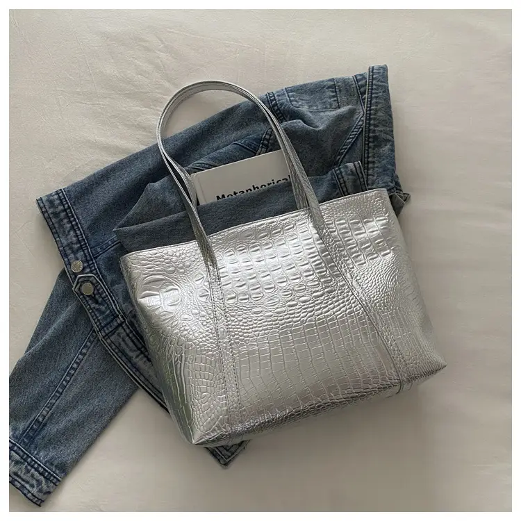 Silver Croc Embroidered Women's Shoulder Bag — feature 13