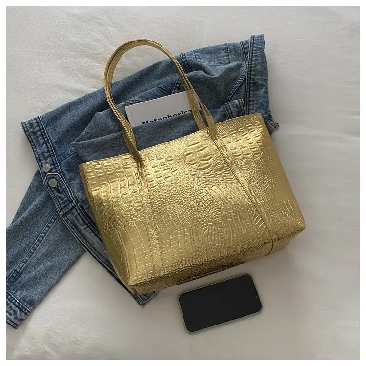 Silver Croc Embroidered Women's Shoulder Bag — feature 15