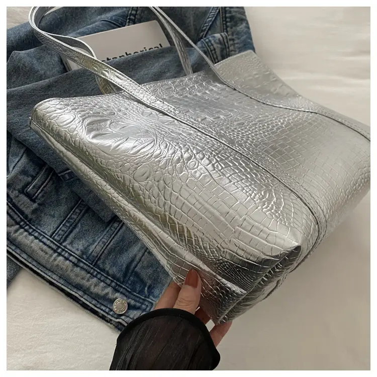 Silver Croc Embroidered Women's Shoulder Bag — feature 18