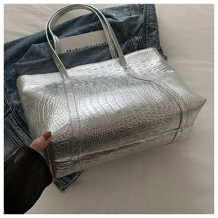Silver Croc Embroidered Women's Shoulder Bag — feature 19