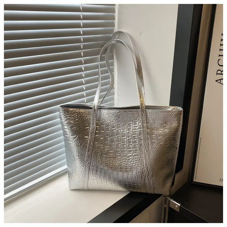 Silver Croc Embroidered Women's Shoulder Bag — feature 27