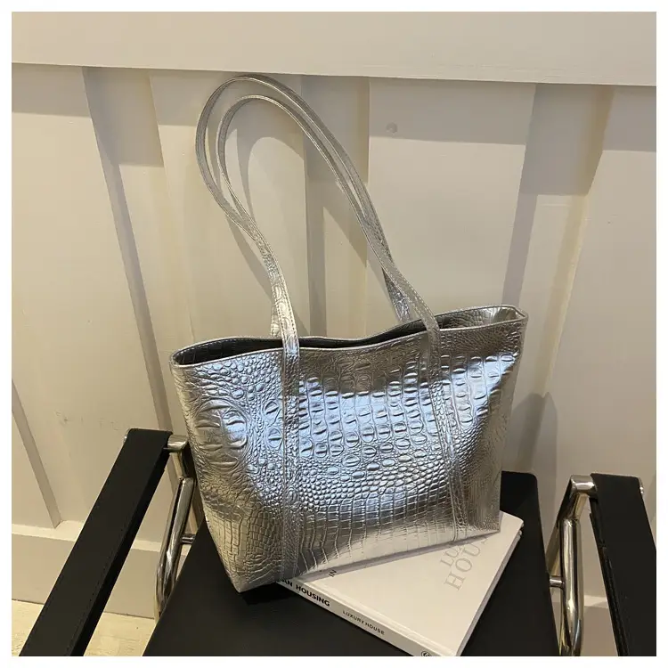 Silver Croc Embroidered Women's Shoulder Bag — feature 29