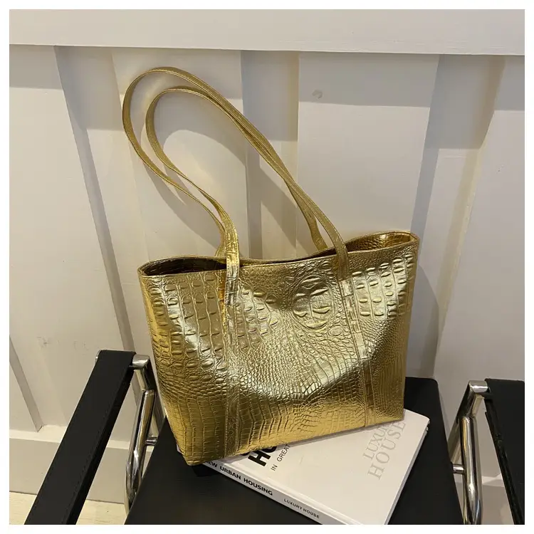 Silver Croc Embroidered Women's Shoulder Bag — feature 30