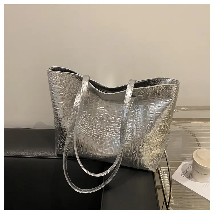 Silver Croc Embroidered Women's Shoulder Bag — feature 35