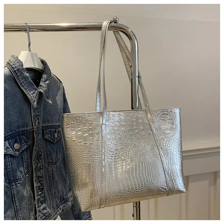 Silver Croc Embroidered Women's Shoulder Bag — feature 41