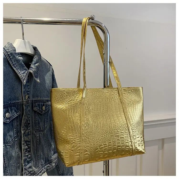 Silver Croc Embroidered Women's Shoulder Bag — feature 43