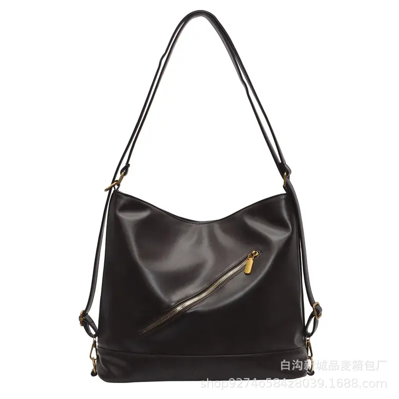 Retro Black Shoulder Bag for Women Large Capacity - Image 9