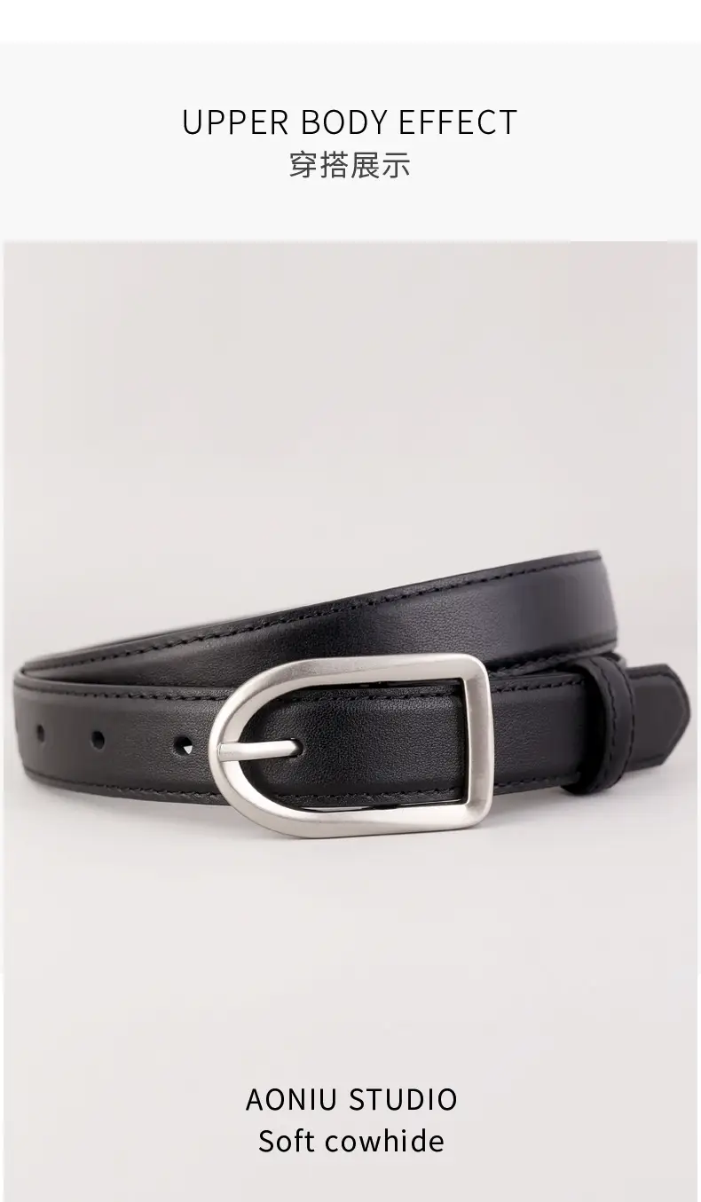 Women's Brown Square Buckle Belt for Casual Wear — feature 11
