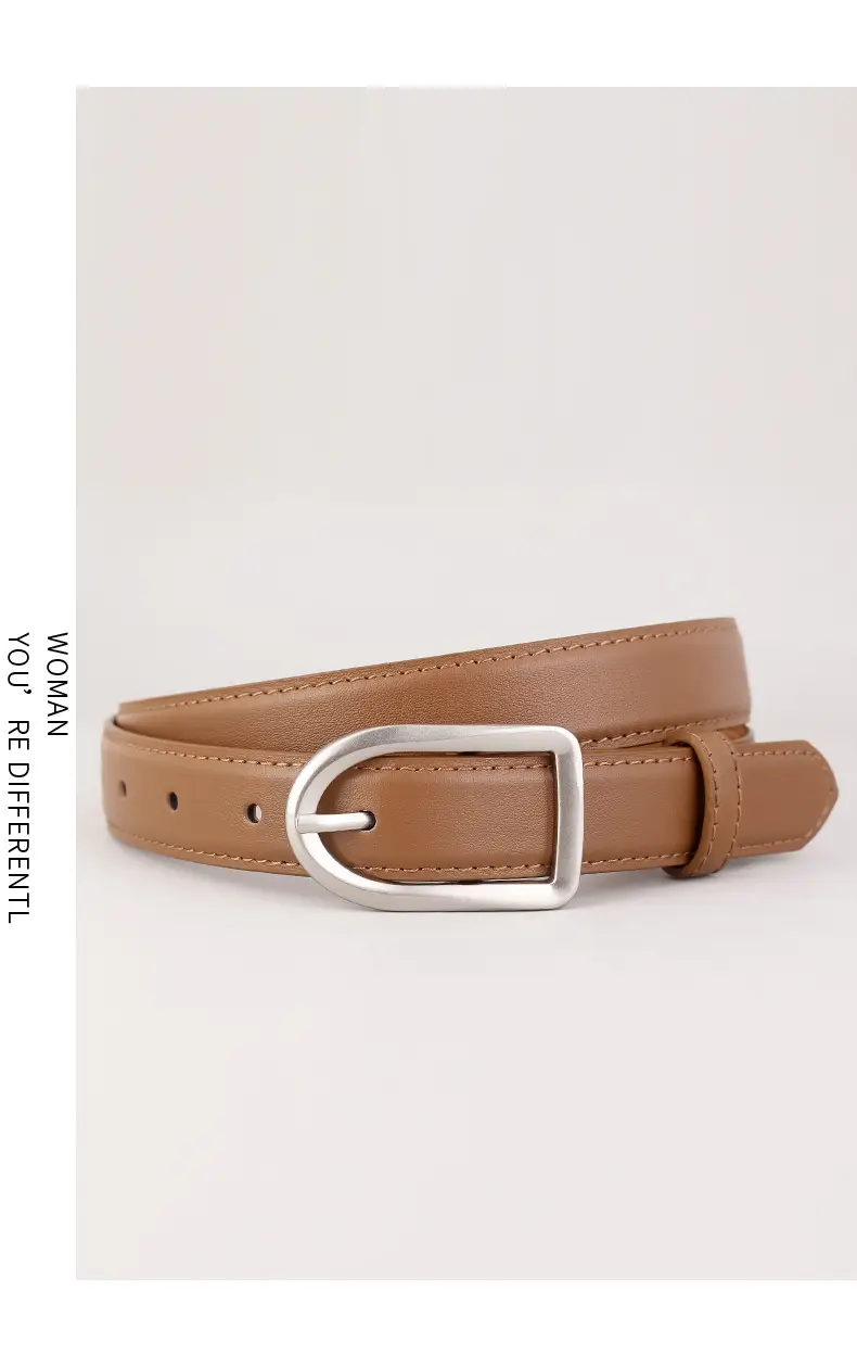 Women's Brown Square Buckle Belt for Casual Wear — feature 12