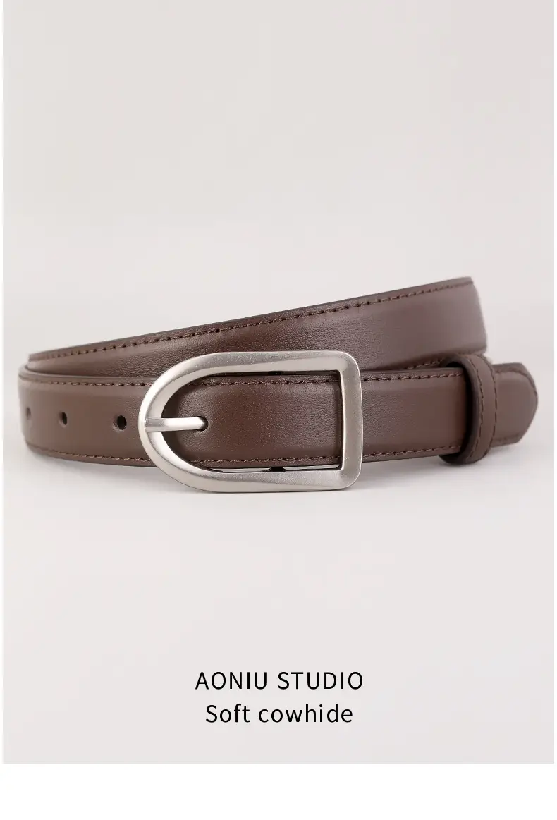 Women's Brown Square Buckle Belt for Casual Wear — feature 13