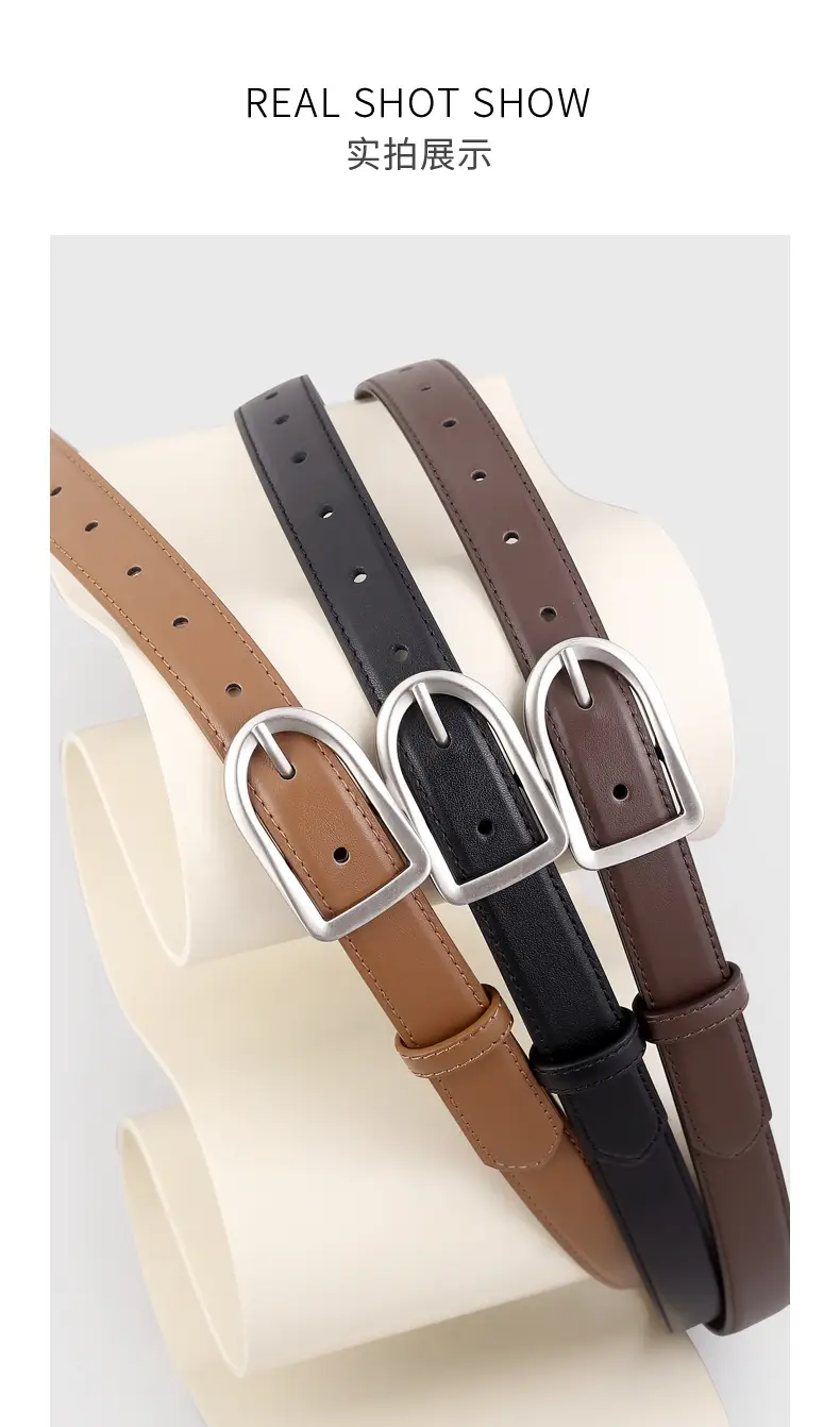 Women's Brown Square Buckle Belt for Casual Wear — feature 14