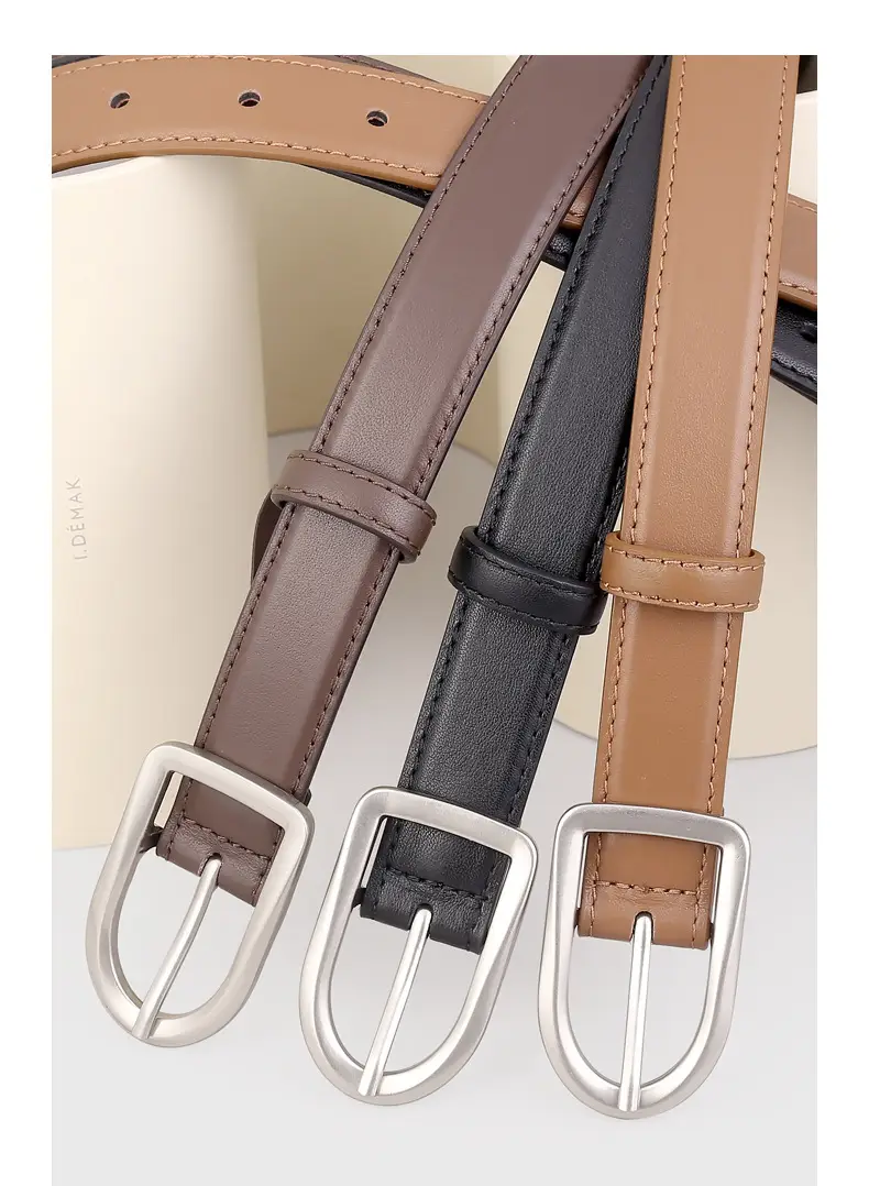 Women's Brown Square Buckle Belt for Casual Wear — feature 15