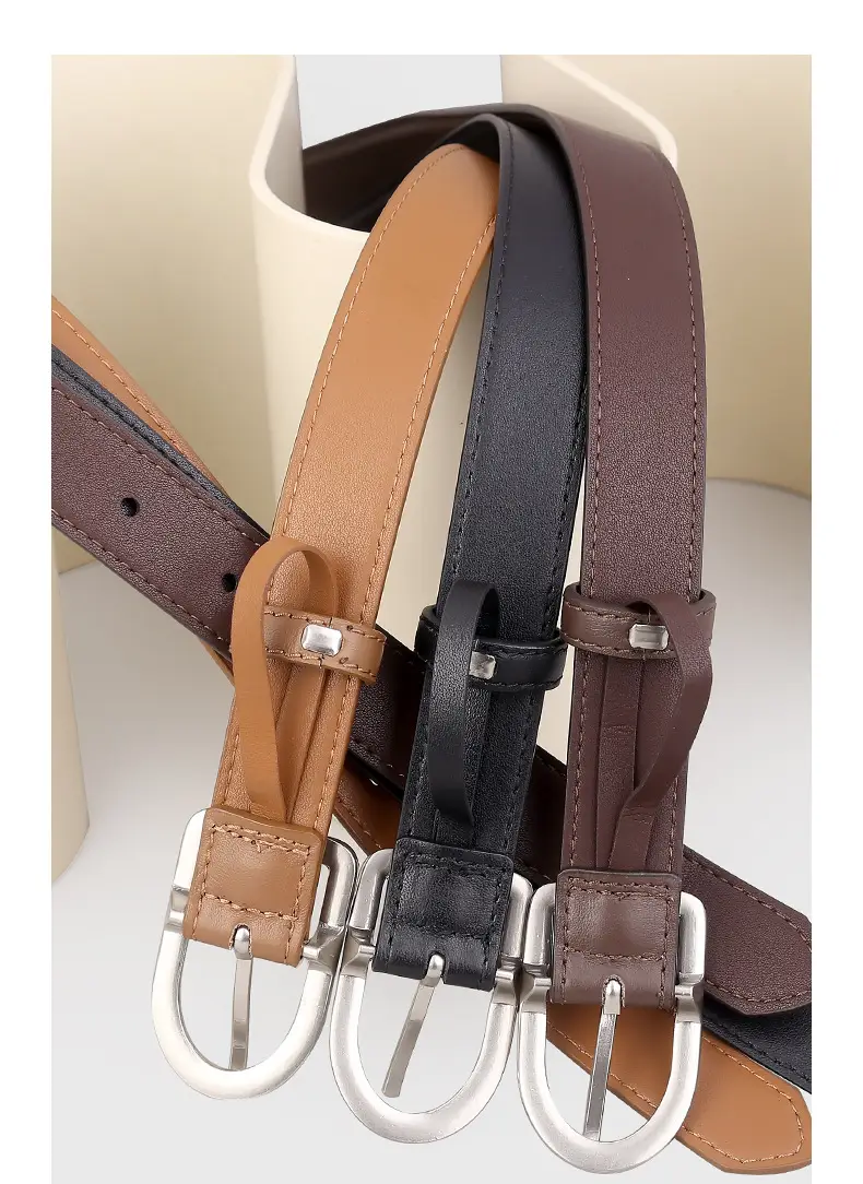 Women's Brown Square Buckle Belt for Casual Wear — feature 16