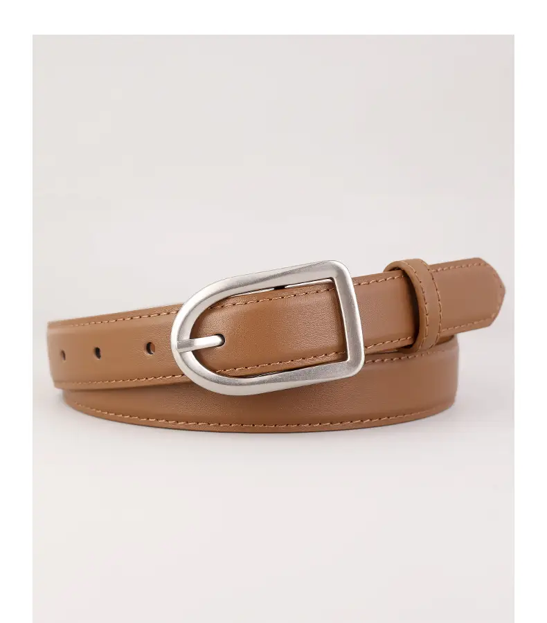 Women's Brown Square Buckle Belt for Casual Wear — feature 18