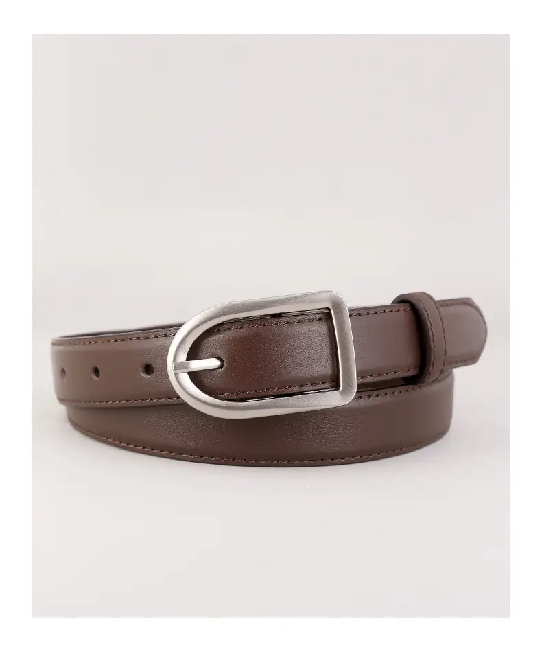 Women's Brown Square Buckle Belt for Casual Wear — feature 19