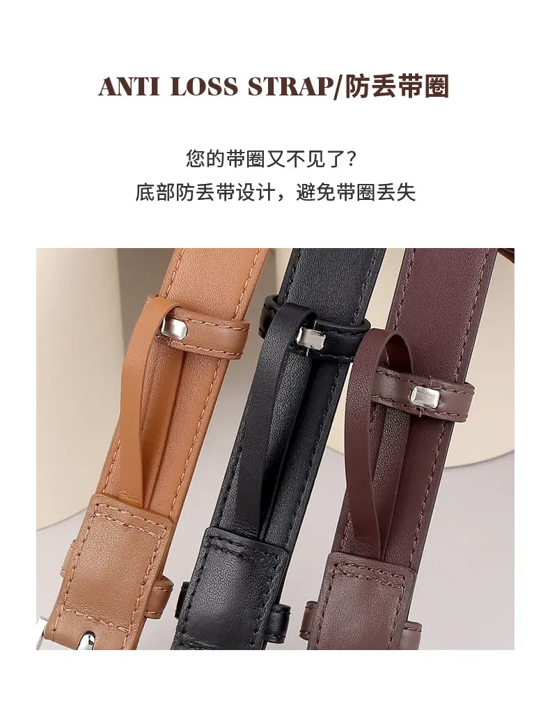 Women's Brown Square Buckle Belt for Casual Wear — feature 7