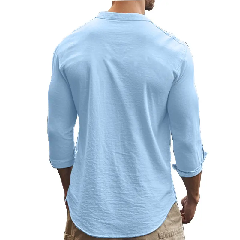 Men's Black Long Sleeve Collar Shirt Cotton Slim Fit — feature 27