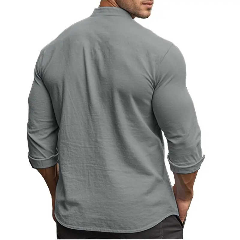 Men's Black Long Sleeve Collar Shirt Cotton Slim Fit — feature 38