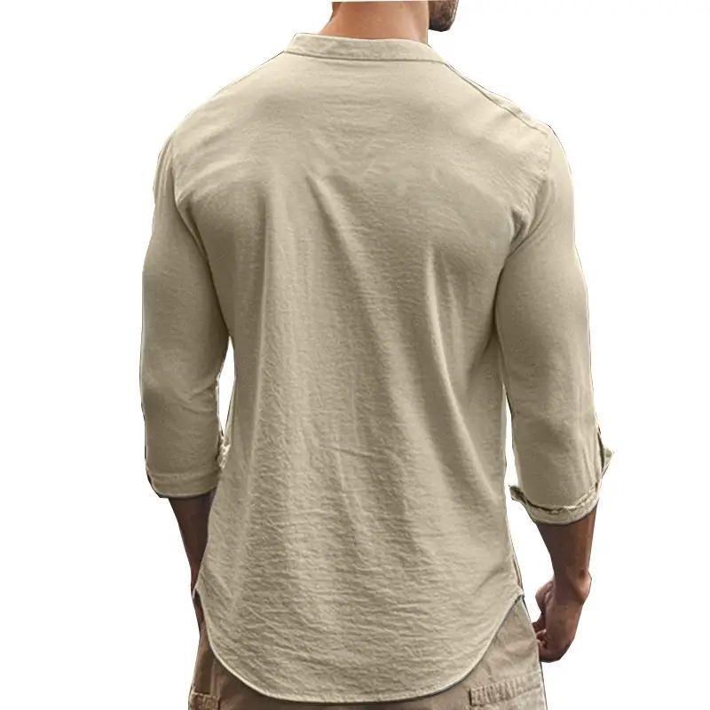 Men's Black Long Sleeve Collar Shirt Cotton Slim Fit — feature 47