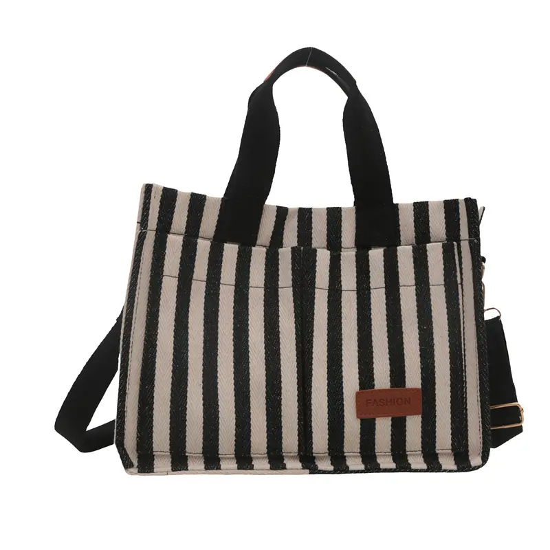 Striped Canvas Crossbody Tote Bag for Women 2024 - Image 8