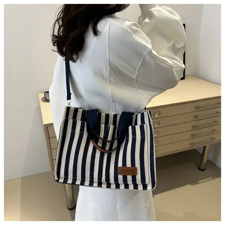 Striped Canvas Crossbody Tote Bag for Women 2024 — feature 10