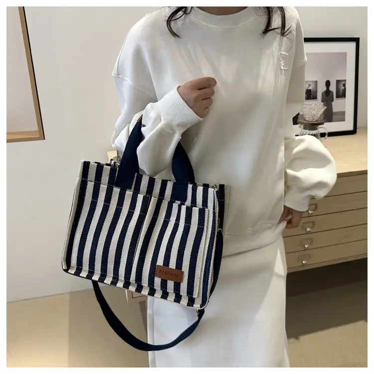 Striped Canvas Crossbody Tote Bag for Women 2024 — feature 11