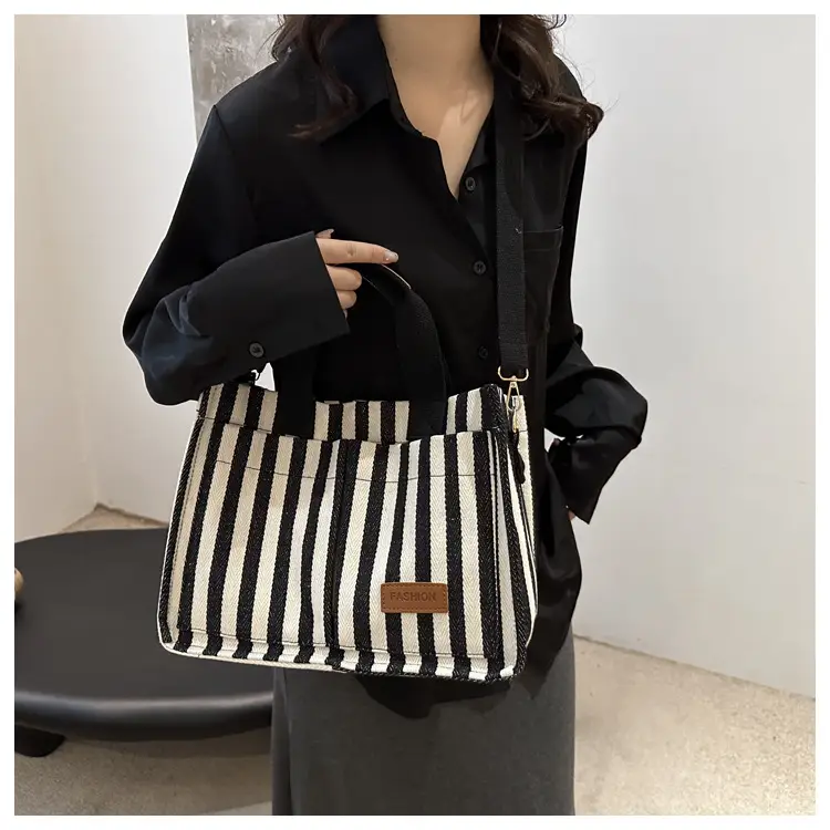 Striped Canvas Crossbody Tote Bag for Women 2024 — feature 12
