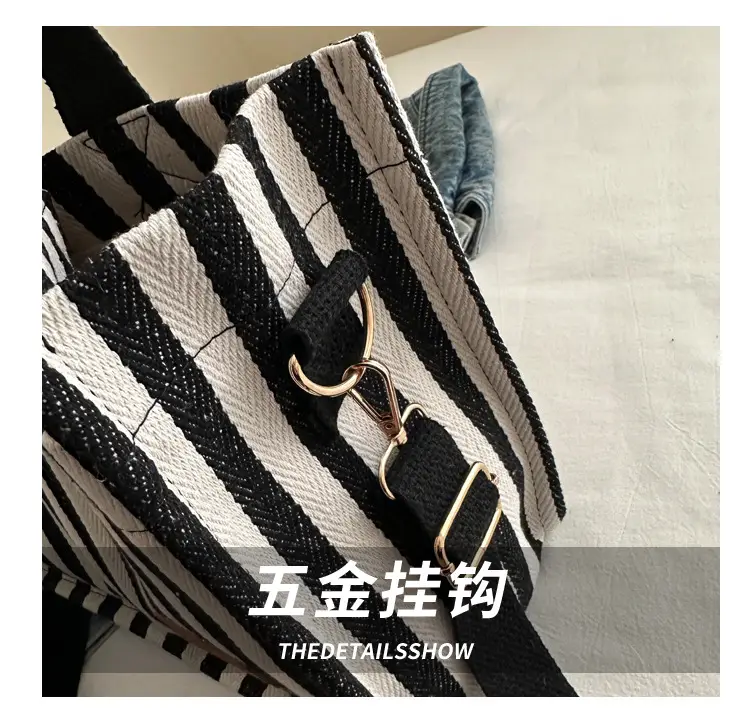 Striped Canvas Crossbody Tote Bag for Women 2024 — feature 6